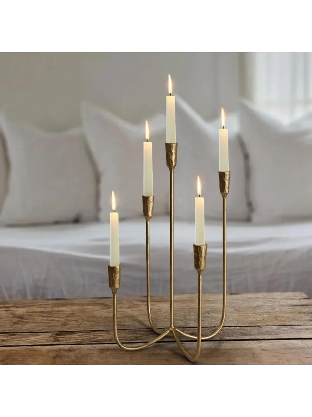 Elegant 5-Candle Cast Iron Candelabra Holders - 15
